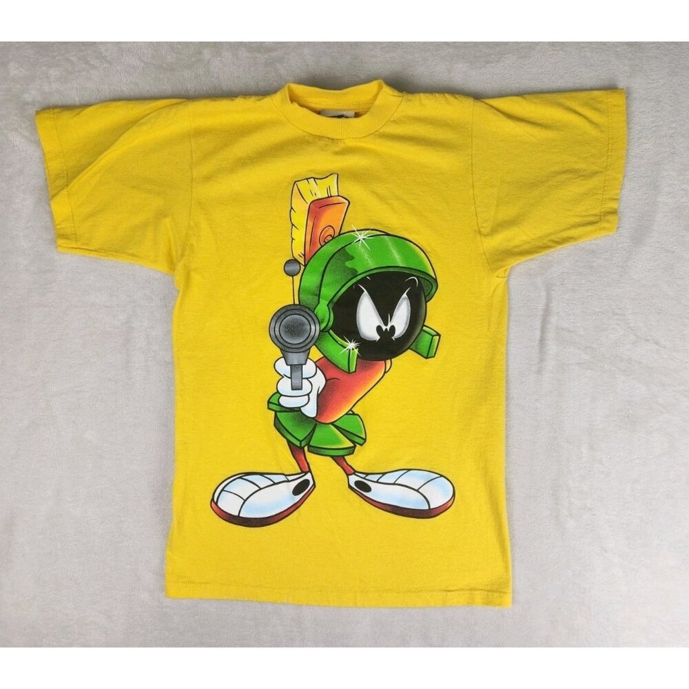Vintage‎ 1996 Marvin The Martian Looney Tunes T-Shirt Small Yellow Daffy Duck